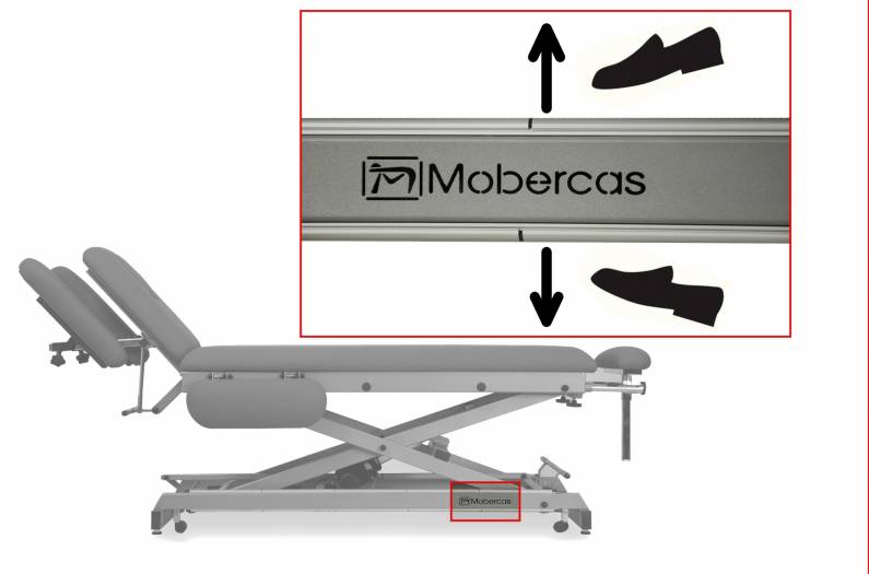 Camilla de reconocimiento eléctrica de 2 secciones, con portarrollos, tapón facial y ruedas escamoteables. (CH-2127.70) Ancho 70 cm CON PERIFÉRICO