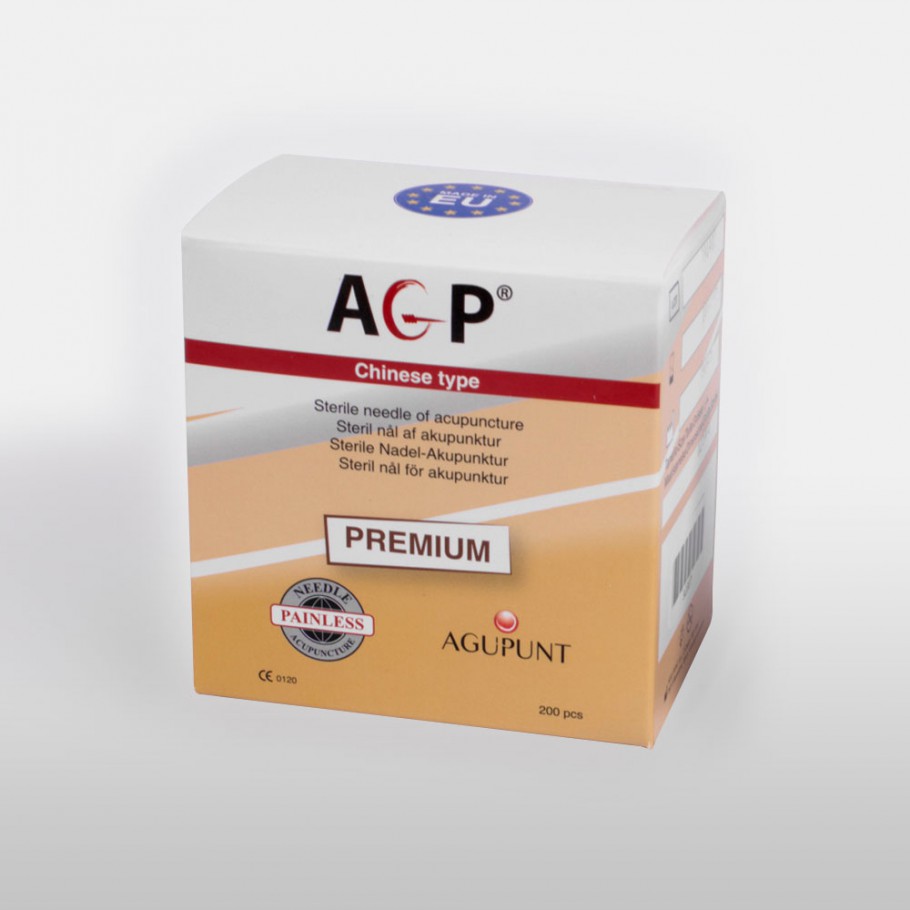 A1037B	Aguja AGP PREMIUM (mango plata envase papel individual con TUBO GUÍA) 0,16x25 (200 Unid.)